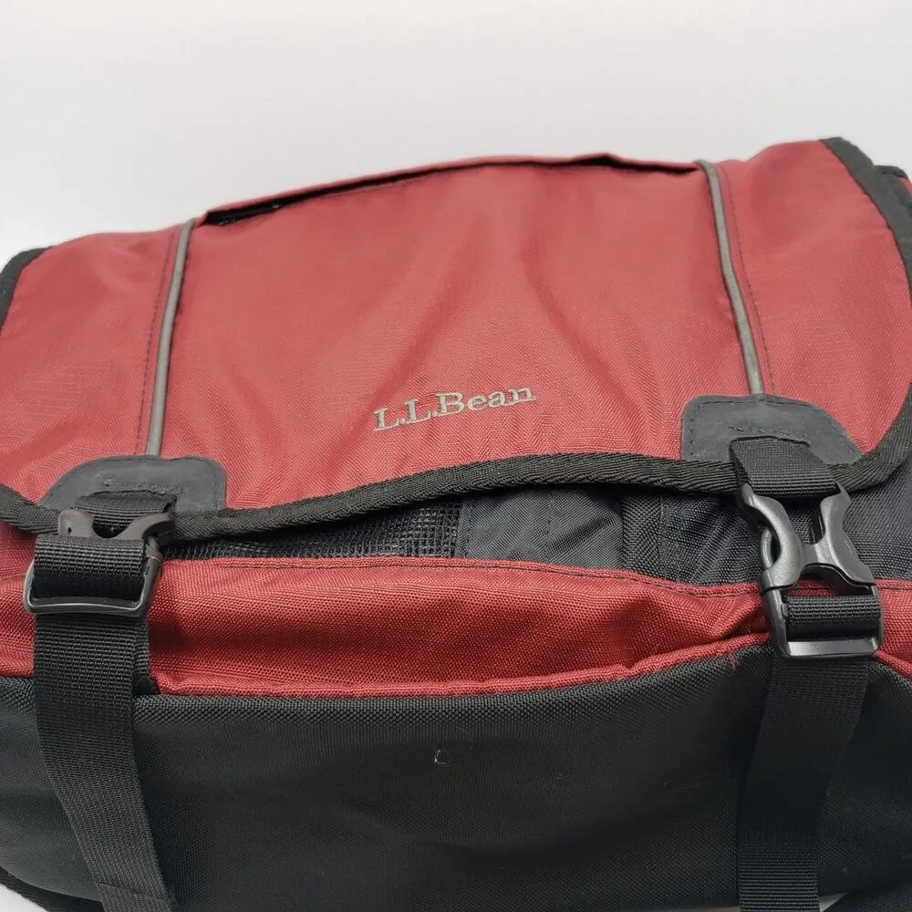 LL Bean Red Travel Messenger Bag Laptop Sleeve Carry On Organizer Crossbody